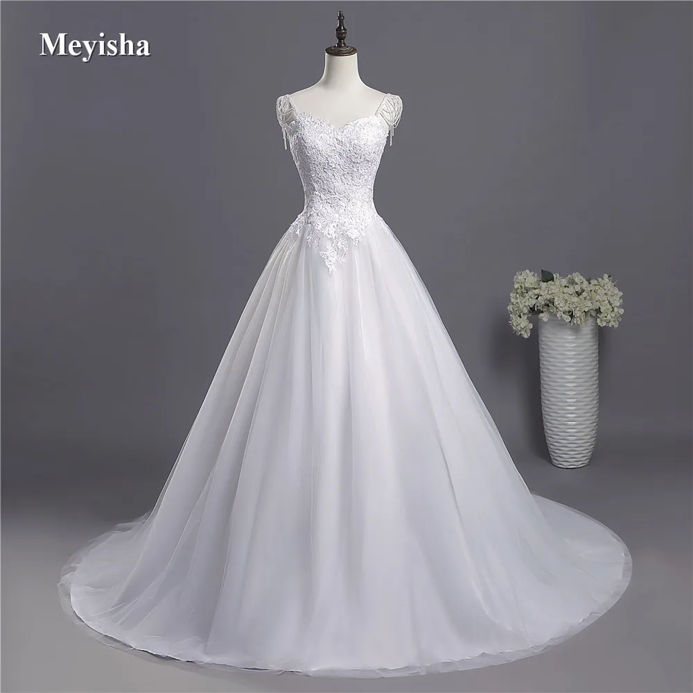 

ZJ9041 2024 2025 lace Spaghetti Straps White Ivory Fashion Sexy Wedding Dresses for brides plus size maxi size 2-26W Train