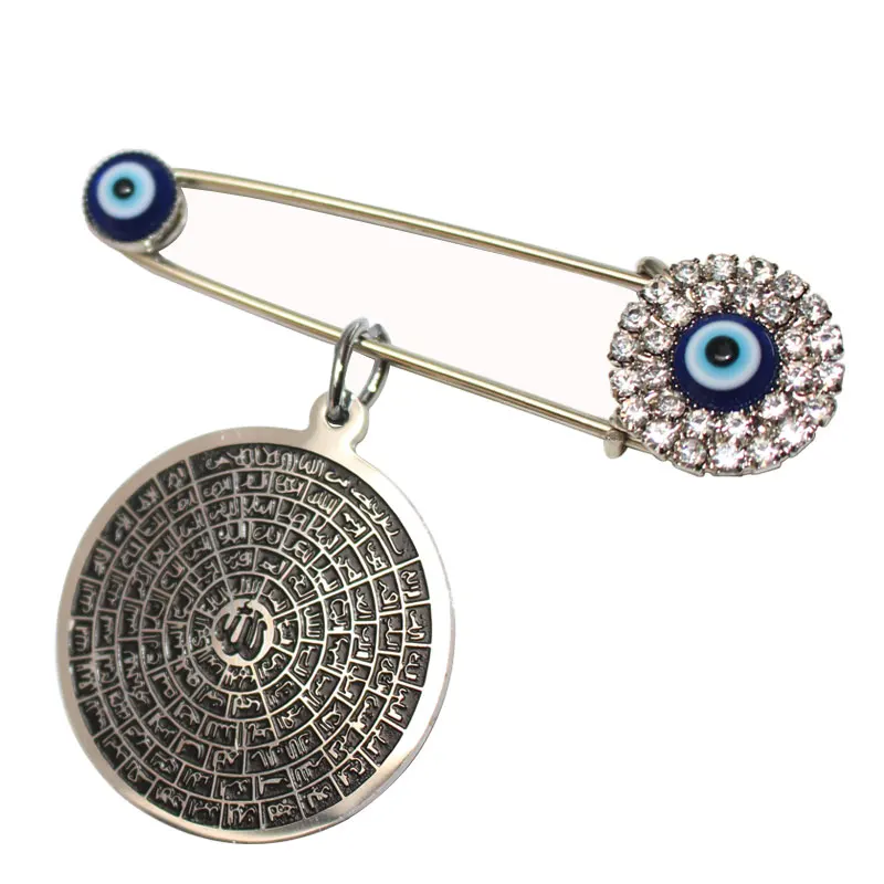 ZKD muslim islam Asma-ul-Husna 99 Names of ALLAH evil eye Stainless Steel brooch