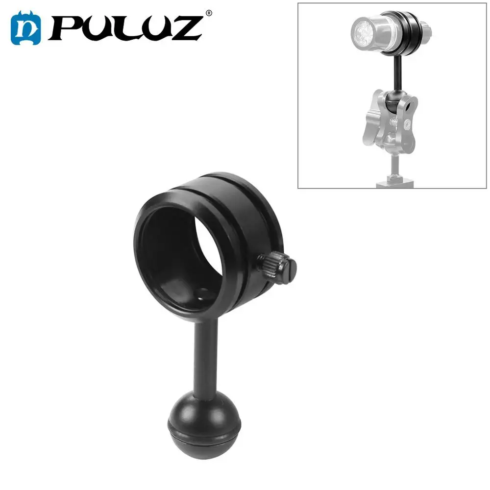 PULUZ Aluminum Alloy 1 Inch Ball Head Mount Adapter To Diving Light Fixed Clip For Underwater Diving Strobe Housing Light