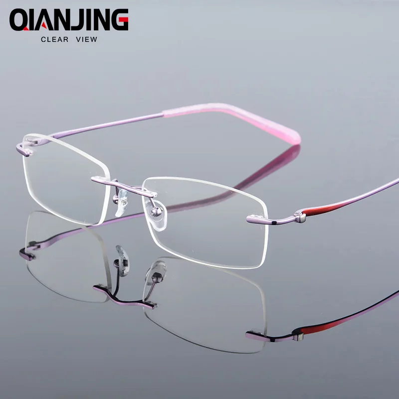 

Classic Women Pure Titanium Rimless Glasses Frames Myopia Optical Frame Ultra-light Titanium Business Frameless Eyeglasses Frame