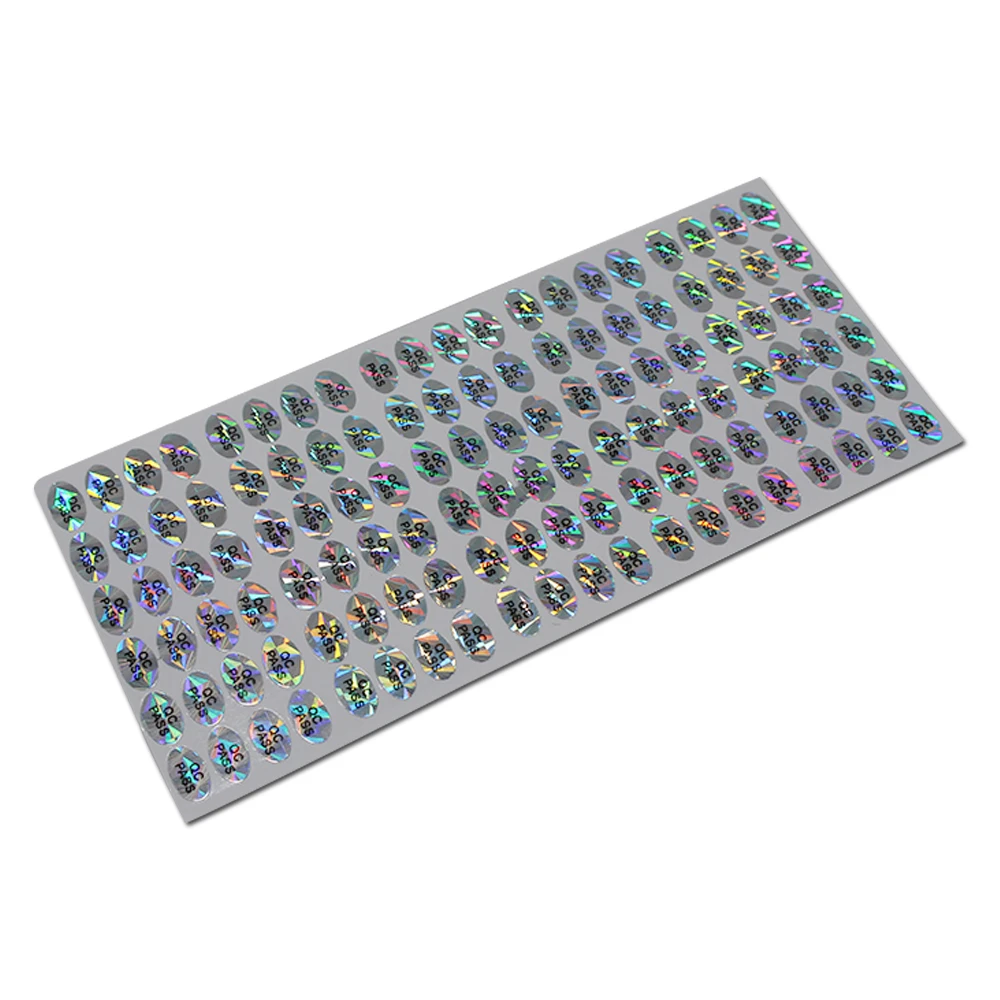 9600Pcs/lot 1x0.6cm Oval Shape Laser Color Self Adhesive Stickers with QC PASS Printing Ellipse Adhesive Sticker Labels