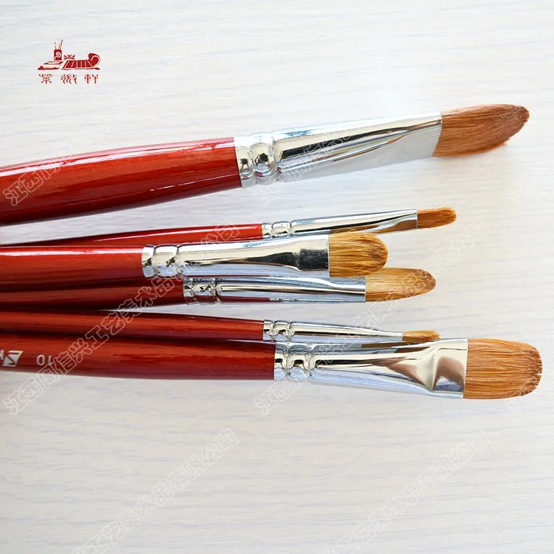 6Pcs/Set water color brush artists Weasel Hair gouache paintbrush oil paint brush brush Wooden Handle Paint Brushes art supplies