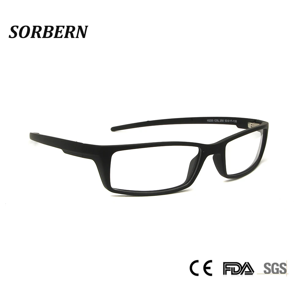 

SORBERN Mens Sports Style Eyeglasses Wrap Shape TR90 Glasses Frames Optical Lightweight Prescription Eyewear High Quality Goggle