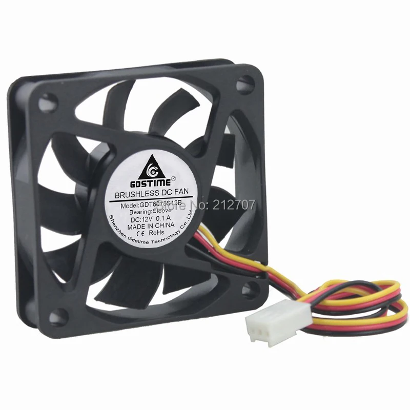 50PCS Gdstime 6cm 60mm 60x60x15mm DC  12V 3Pin Computer PC Cooling Fan