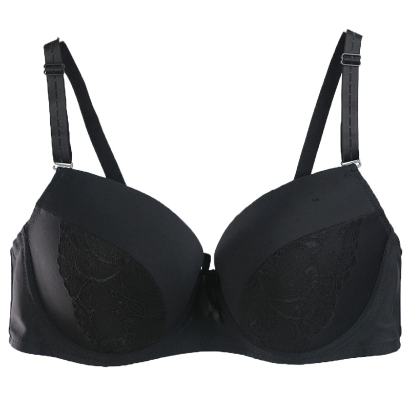 Push Up Bras New Fashion Sexy Solid Bow Comfortable Strappy Lingerie 40/90 42/95 44/100 CD Cup Underwear Large Size Lingerie