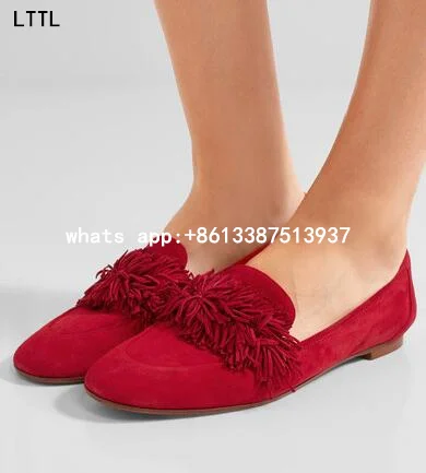 

Spring 2017 New Brand Hot Fashion Women red/gray/red wine/army green/blue Tassel Fringed Slip On Casual Flat Shoes Flats Ladies