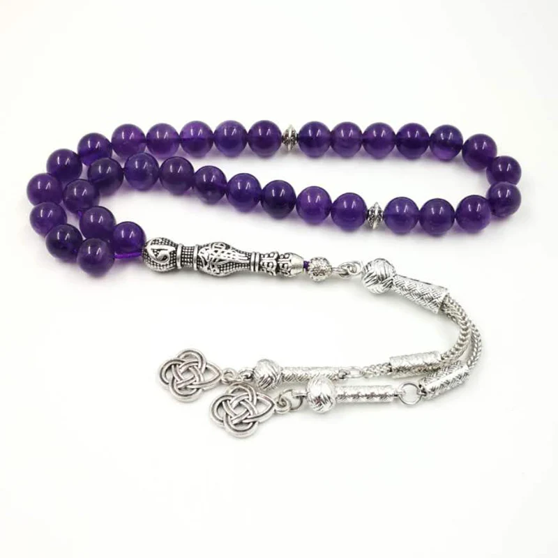 Natural Amethysts Stones Tasbih Everything is new beads bracelets for women rosary Muslim 33 prayer beads March 8 Jewelry gift