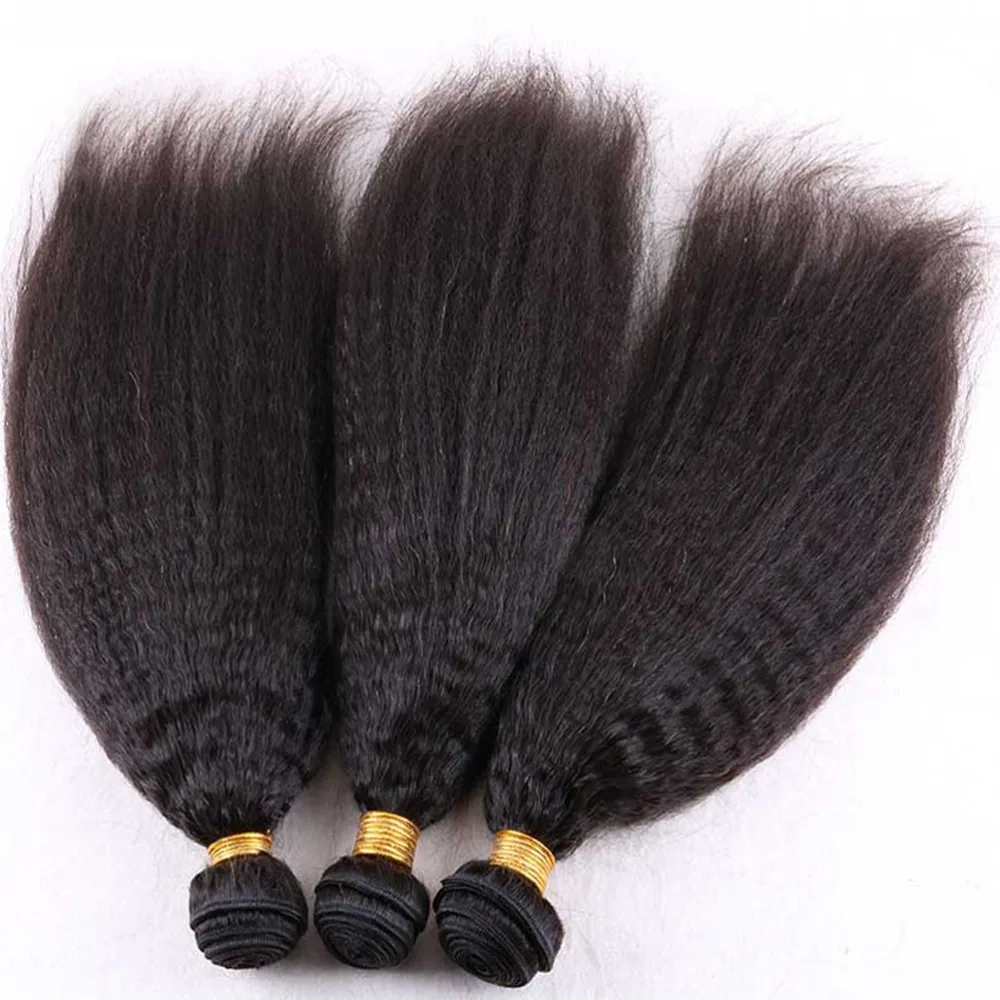 12A Raw Indian Hair Kinky Straight Bundles 100% Remy Human Hair Extensions Yaki Straight Hair Bundles for Black Women 1/3/4PCS