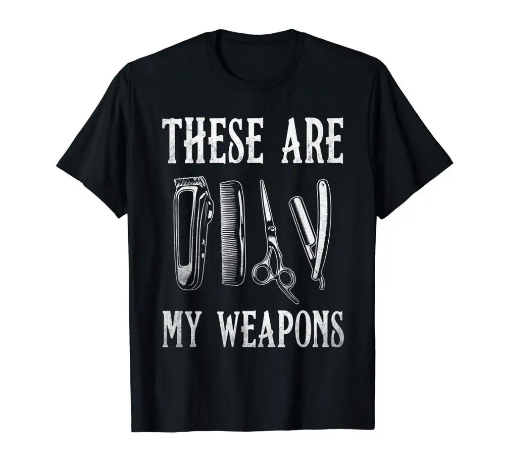 

These Are My Weapons Barber Shop Shirt Gift for Lover Beard T-Shirt 2019 Summer Brand Cotton Men Basic Tops Fitness T-Shirt