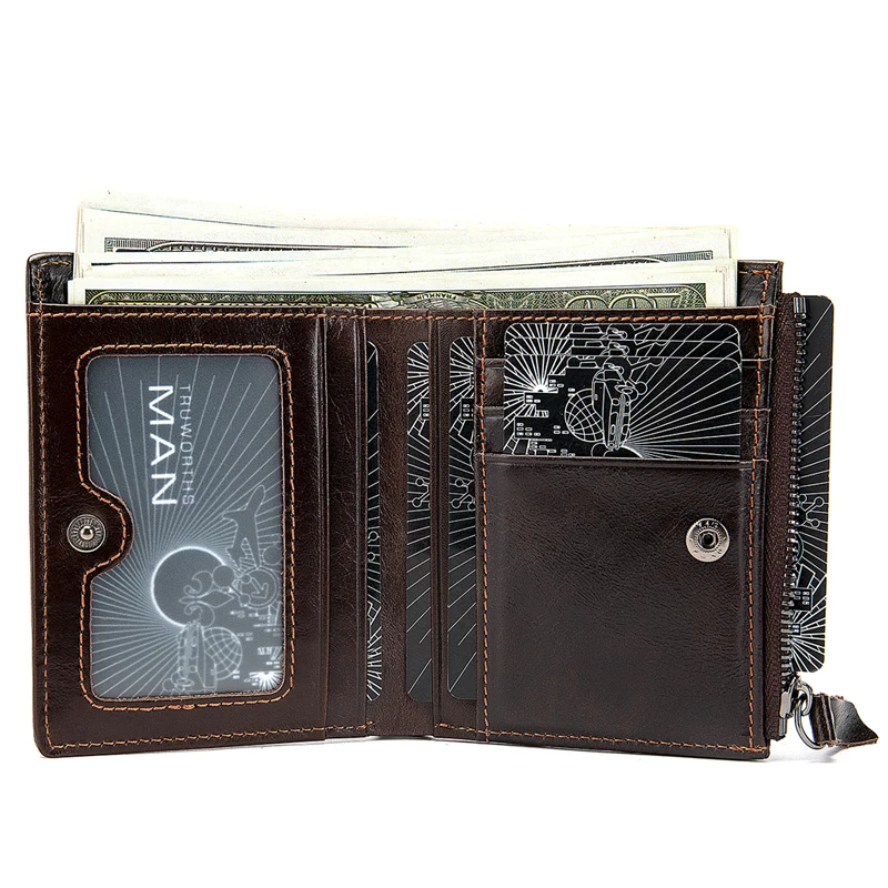 MVA Men's Wallet Genuine Leather Coin Purse Slim/ Mini Wallets Male Money Bags Men Leather Wallet for Card Wallet Purse 6046 image 5