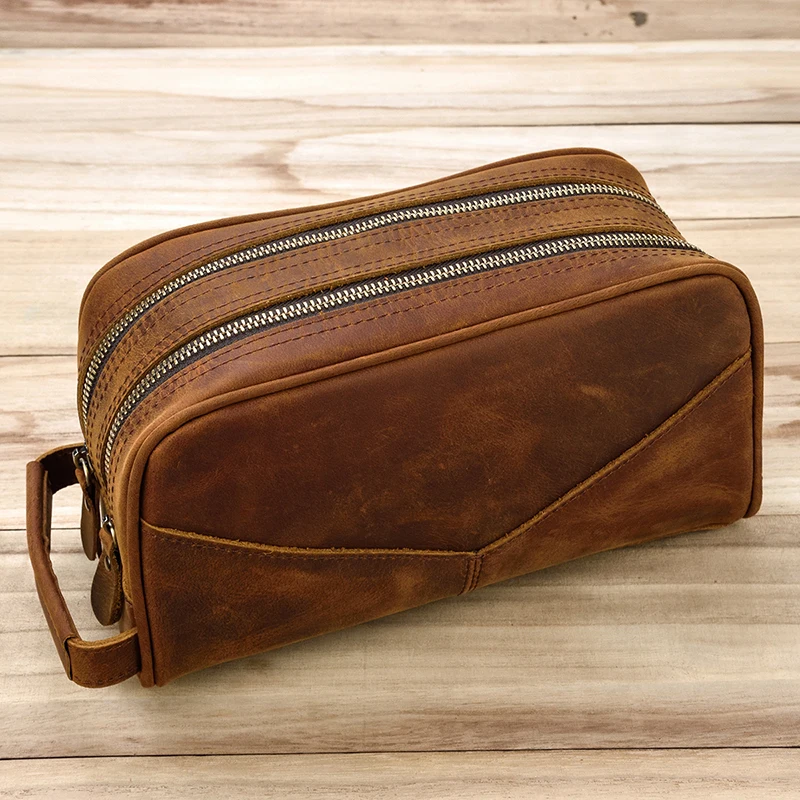 2024 New Fashion Men\'s Genuine Leather Clutch Wallet Soft Natural Cow Skin Man Organizer Wallets Bag Day Cluth Hand Bag Wash Bag