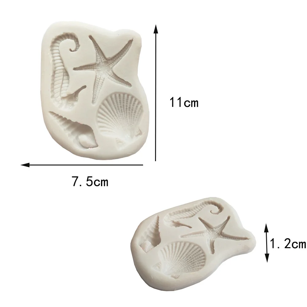 Sea Animals Shell Silicone Candy Clay Gumpaste Sugar Fondant Molds Party Cake Decorating Tools