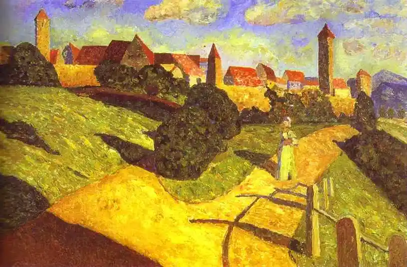 

100% handmade oil painting reproduction on linen canvas,Old Town II 1902 by Wassily Kandinsky,Abstract Painting
