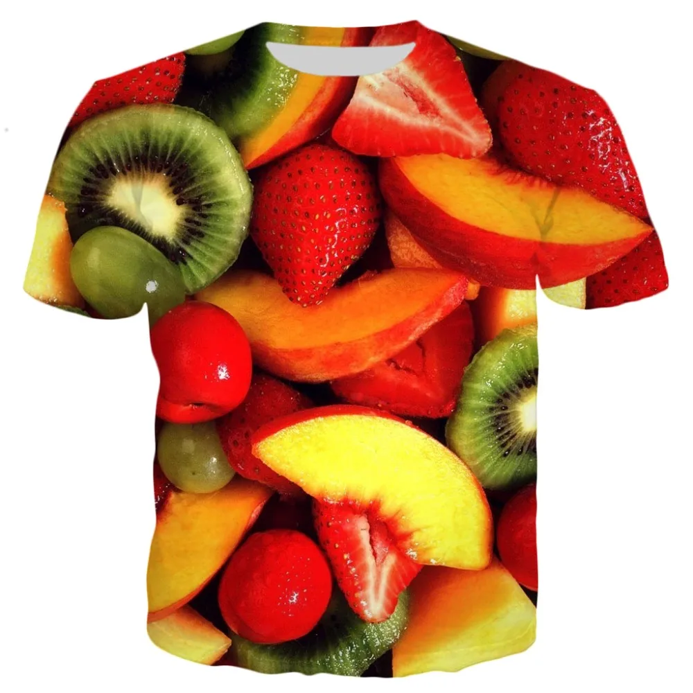 YX GIRL Camiseta de pesca 3D estampado frutas Verano 2019 - imagen 3