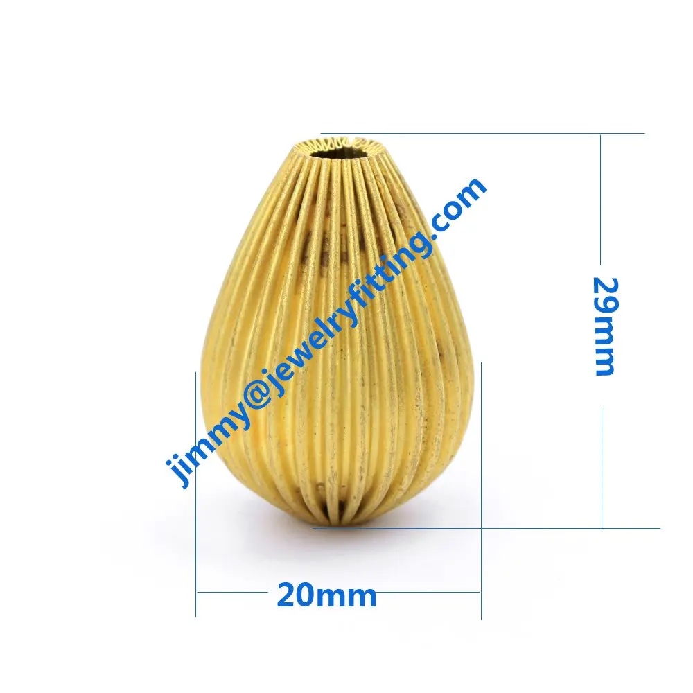 jewelry findings size 20*29 mm fashion jewelry corrugated brass beads DIY beads teardrop shape beads