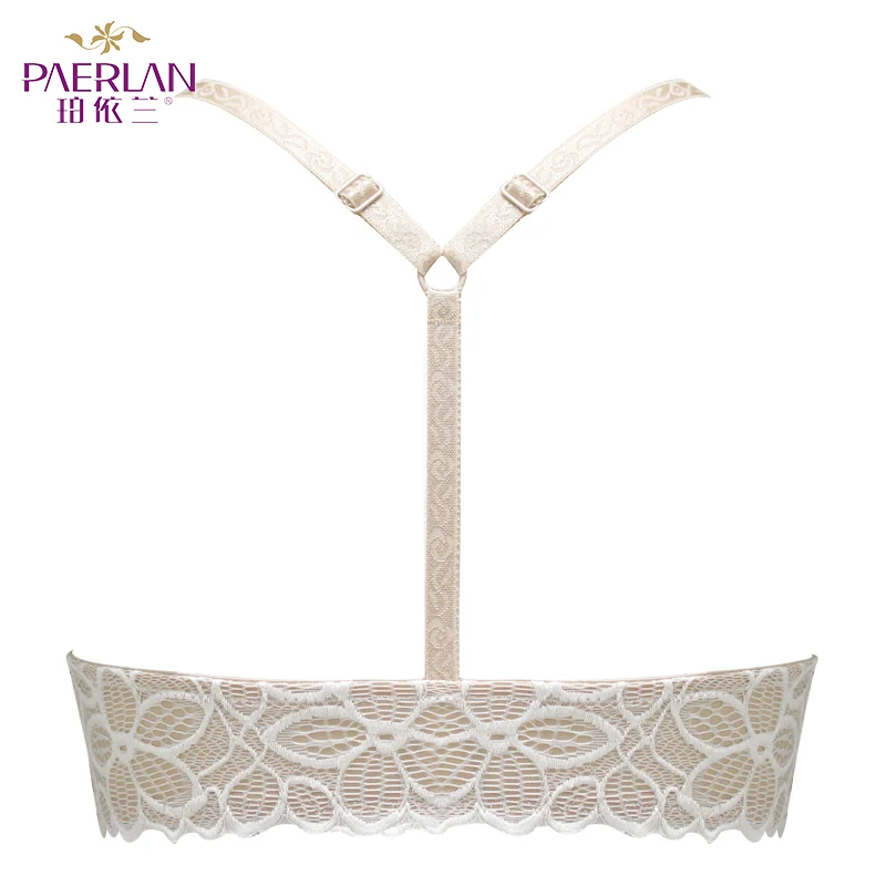 PAERLAN Front Closure Wire Free Lace Floral Hit Color Seamless Bra Small Chest Push Up Y-shaped Sexy Back Beauty Underwear Women