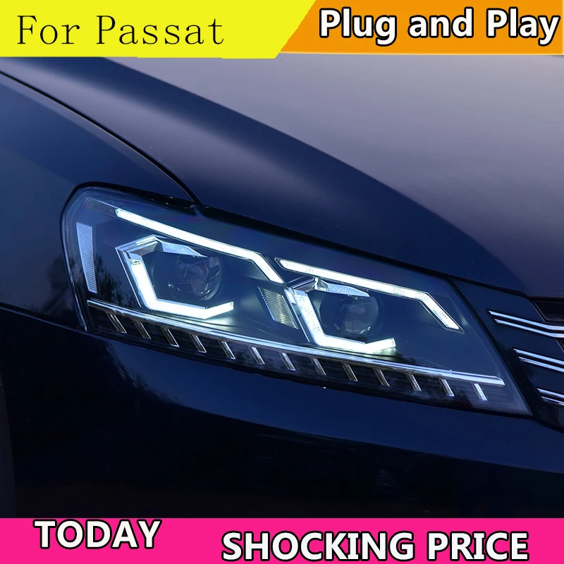 Car Styling for VW Passat B7 US Verson Headlight For Passat B7 Headlight DRL D2H dynamic turn signal Hid Bi Xenon Beam