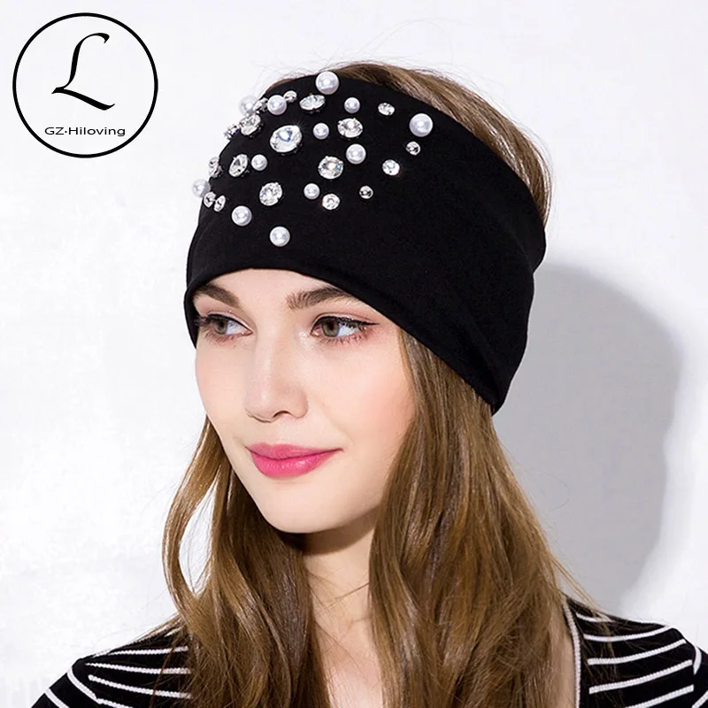 

GZHilovingL Wide Head Bands For Women Luxury Cotton Soft Headband Stretch For Girls Turban Rhinestone Head Wrap Fashion Bandana