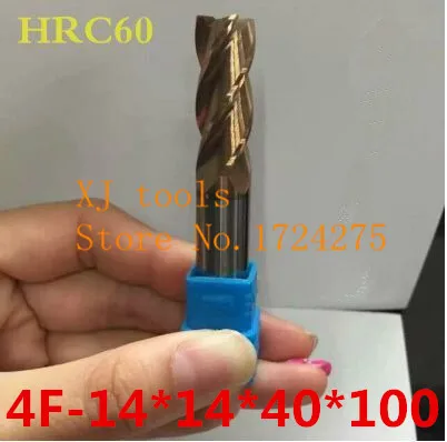 

HRC60 Superior quality 4F-14*14*40*100 Solid Carbide End Mill CNC Milling Cutter Tool Bits For Steel Milling Free Delivery