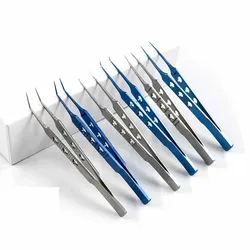 12 Designs Micros Stainless Steel Titanium Alloy 11CM Dovetailed Straight/bend Head Tweezers Platforms Ophthalmic Forceps