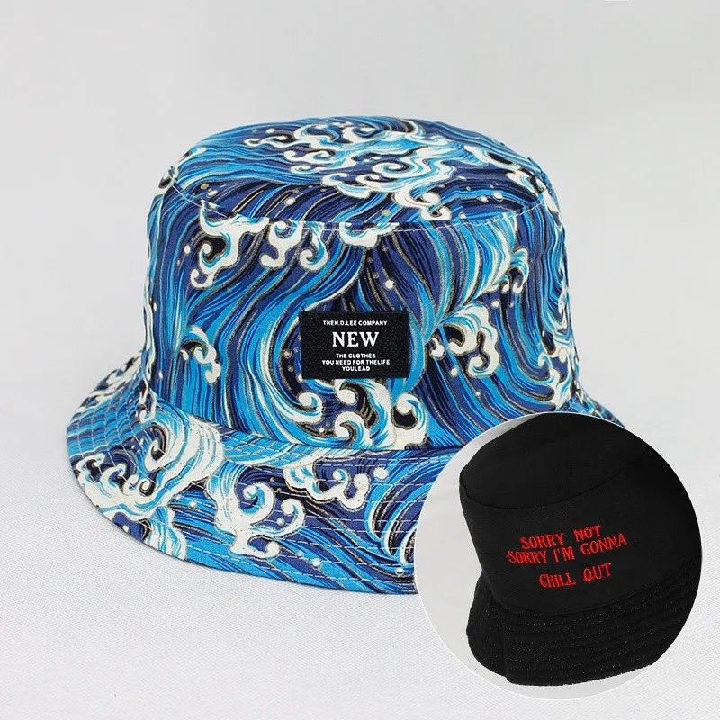 2021 Four Seasons Cotton Print Bucket Hat Fisherman Hat Outdoor Travel Sun Cap for Men and Women 174