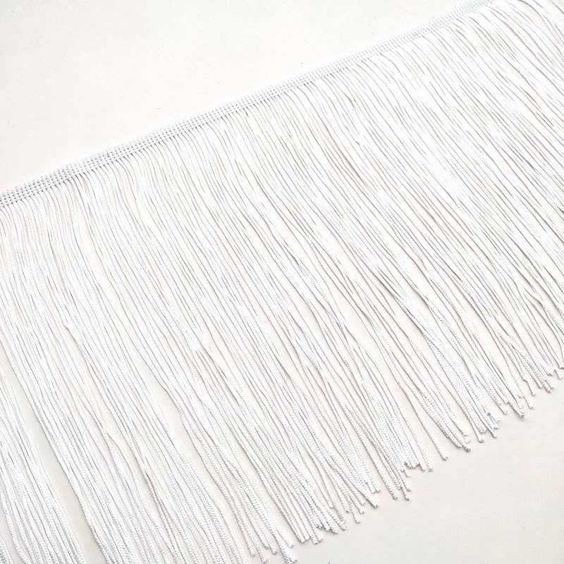 New 50CM Long White Lace Fringe Trim Tassel Fringe Trimming For DIY Latin Dress Stage Clothes Accessories 15CM Wide Lace Ribbon