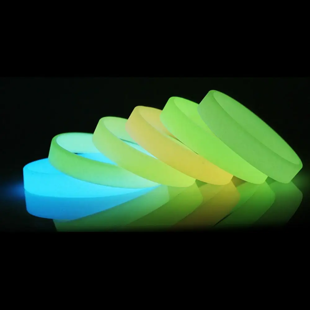 500pcs/lot Glow in the Dark Luminous Elastic Rubber Silicone Bracelets Bangles Wristbands Custom LOGO Silkprint Fans wristband