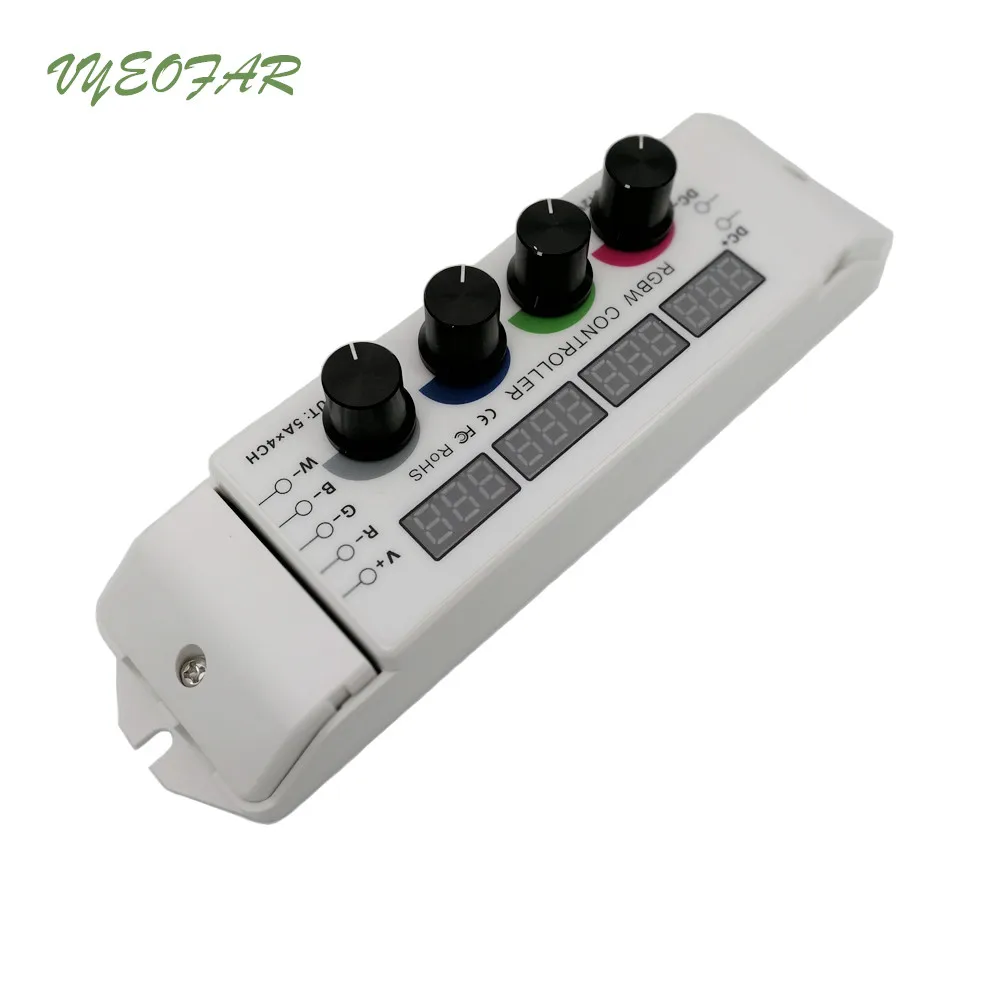 New Led RGB RGBW Strip Controller 5A*4CH 20A Output Multi Function Light Display 4 Channel 5050 3528 RGB RGBW Knob Controller