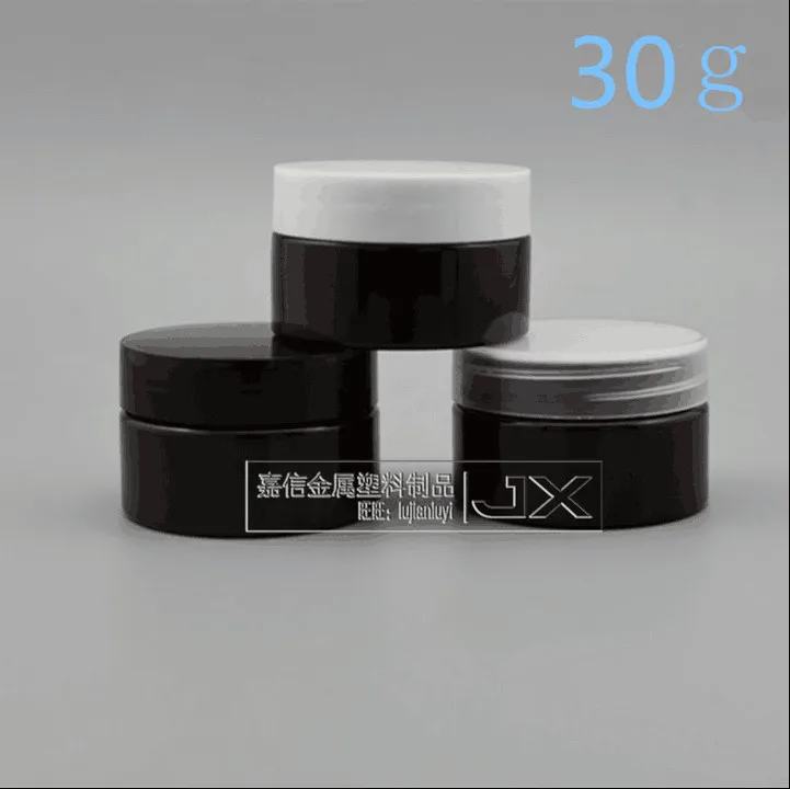 

Бесплатная доставка, 30 г, черная, темно-коричневая пластиковая крышка с винтом, плоская бутылка, банка для крема, лосьона, помады, таблеток, ванны, маленькие бутылки для упаковки образцов