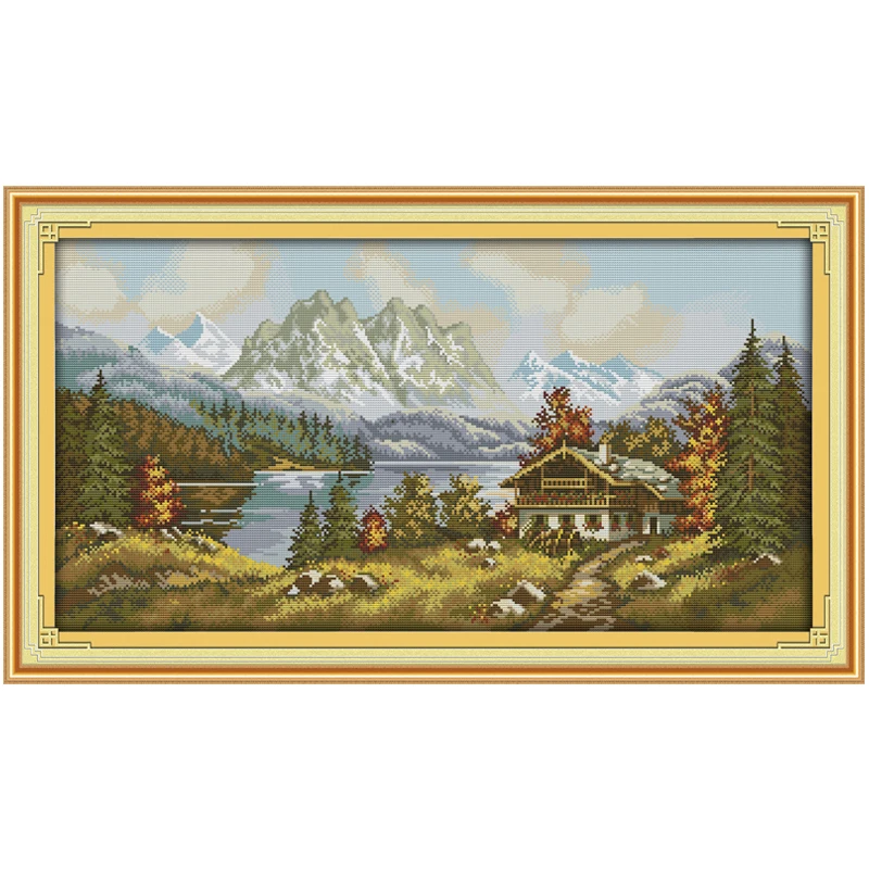 Landscape People Patterns Counted Cross Stitch Set DIY 11CT 14CT 16CT Stamped DMC Cross-stitch Kit Embroidery Needlework Crafts