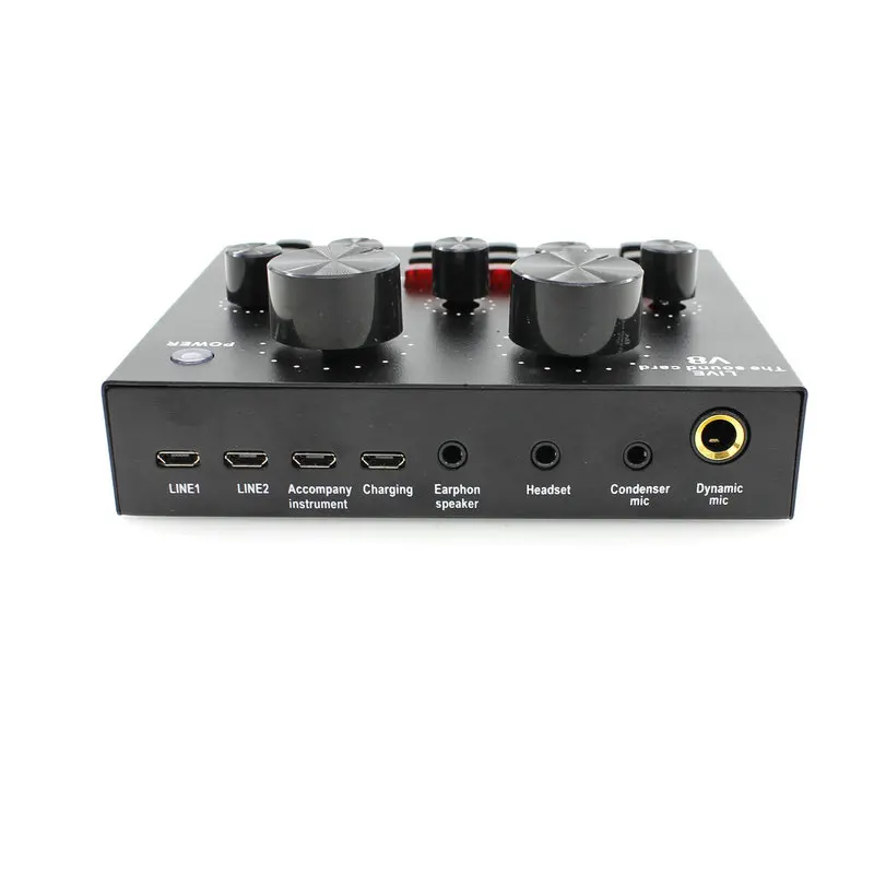 V8 Live Sound Card Audio External USB Headset Microphone K song Live Broadcast Sound Card for Mobile Phone Computer PC BM 800