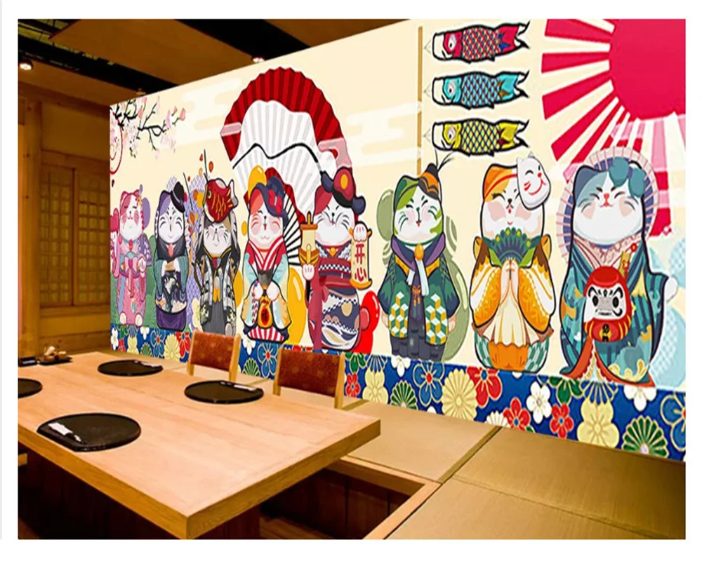 Beibehang clássico pintura decorativa papel de parede cozinha japonesa gourmet tema especial catering fundo