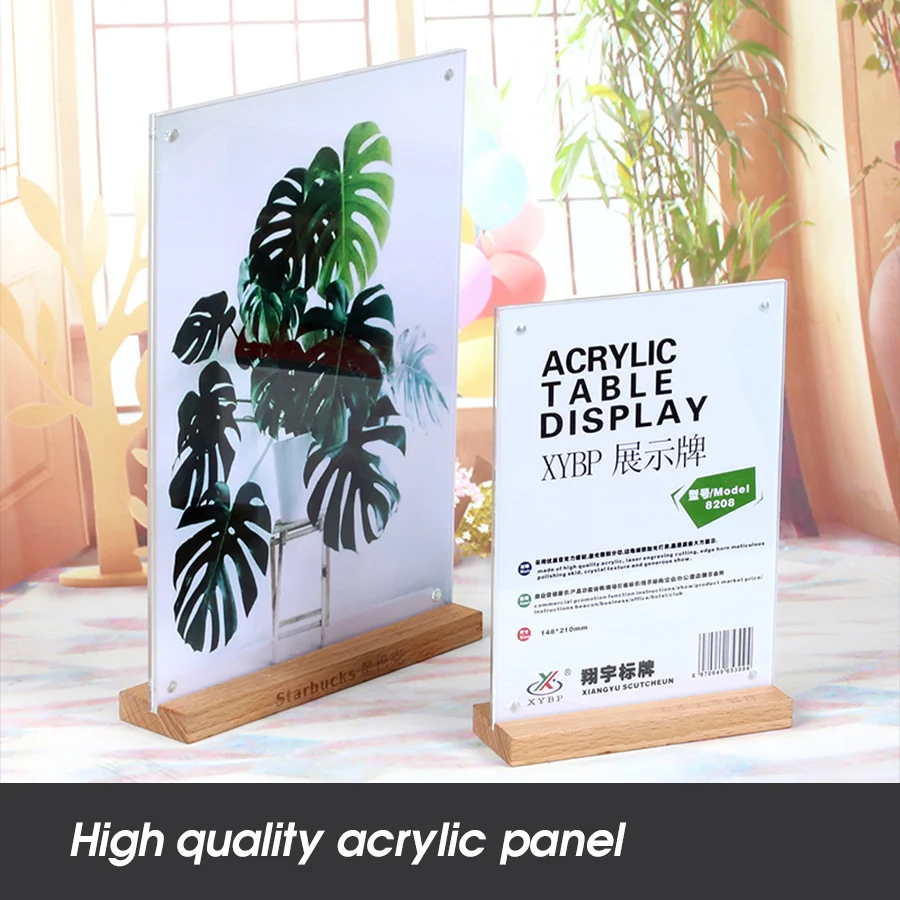 A6 Acrylic Table Tent Menu Sign Holder Stand Double Sided Bottom Load Table Top Display Stand Portrait Style Menu Ad Frame