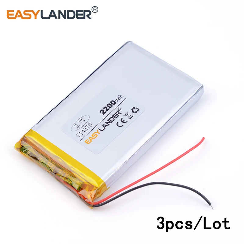 3 cái/lốc 714370 2200mAh 3.7V lithium Lý ion polymer pin sạc Cho Máy Tính Bảng PDA Điện Ngân Hàng MP5 loa Sách Điện Tử