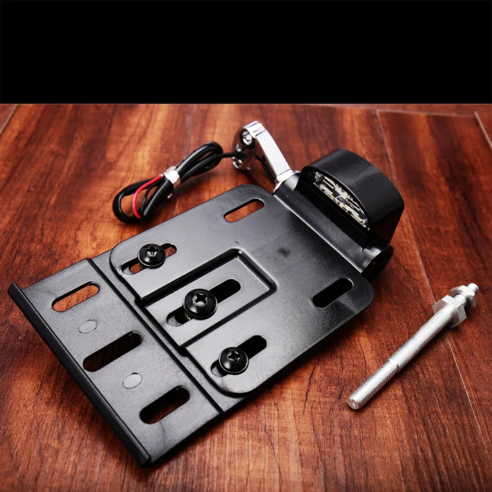 Motorcycle Telescopic Folding LED Light Metal Side Mount License Plate Holder Fit For Harley Dyna Fat boy Sportster 883 1200 XL