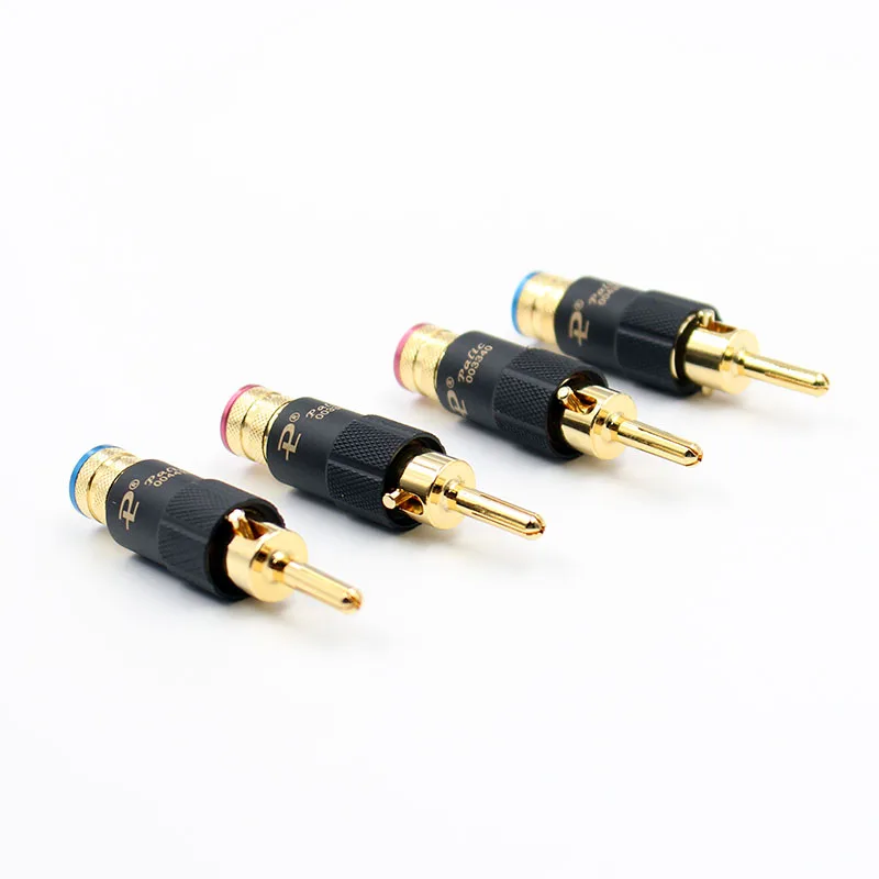 Hi-End 4pcs gold Plated Hifi Audio Banana Speaker Plug connectors Screw Lock 10mm Cable Wire