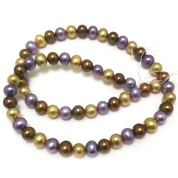 16 inches AA+ 7-8mm High Luster Multicolor Natural Round Pearls Loose Strand