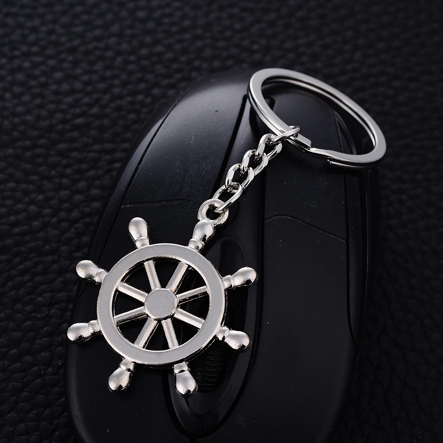 10PCS Chaveiro!Personality Rudder Keychain Car Keyring Charm Anchor keyfobs Key Holder Creative Accessories Gift Wholesale J036