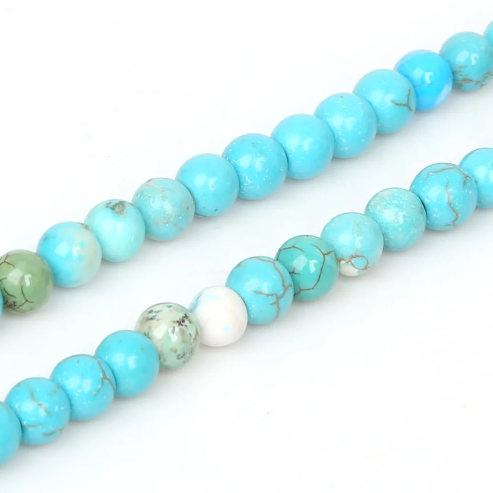 Picture 3: Pick Size 4 6 8 10mm Natural Stone Beads Blue Turquoises White Howlite Round Loose Beads For Bracelet Jewelry Making