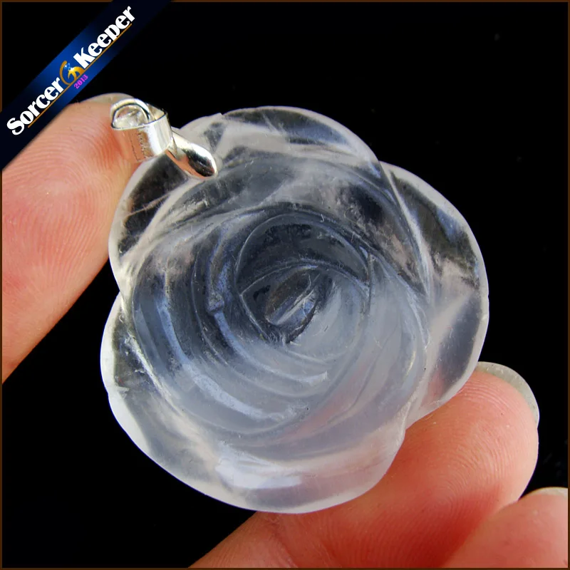 

Hand Carved Natural Purple Fluorite Stone Flower Amulet Lucky Women Cute Pendant Necklace Fashion Crystal Jewelry 1PCS HS204