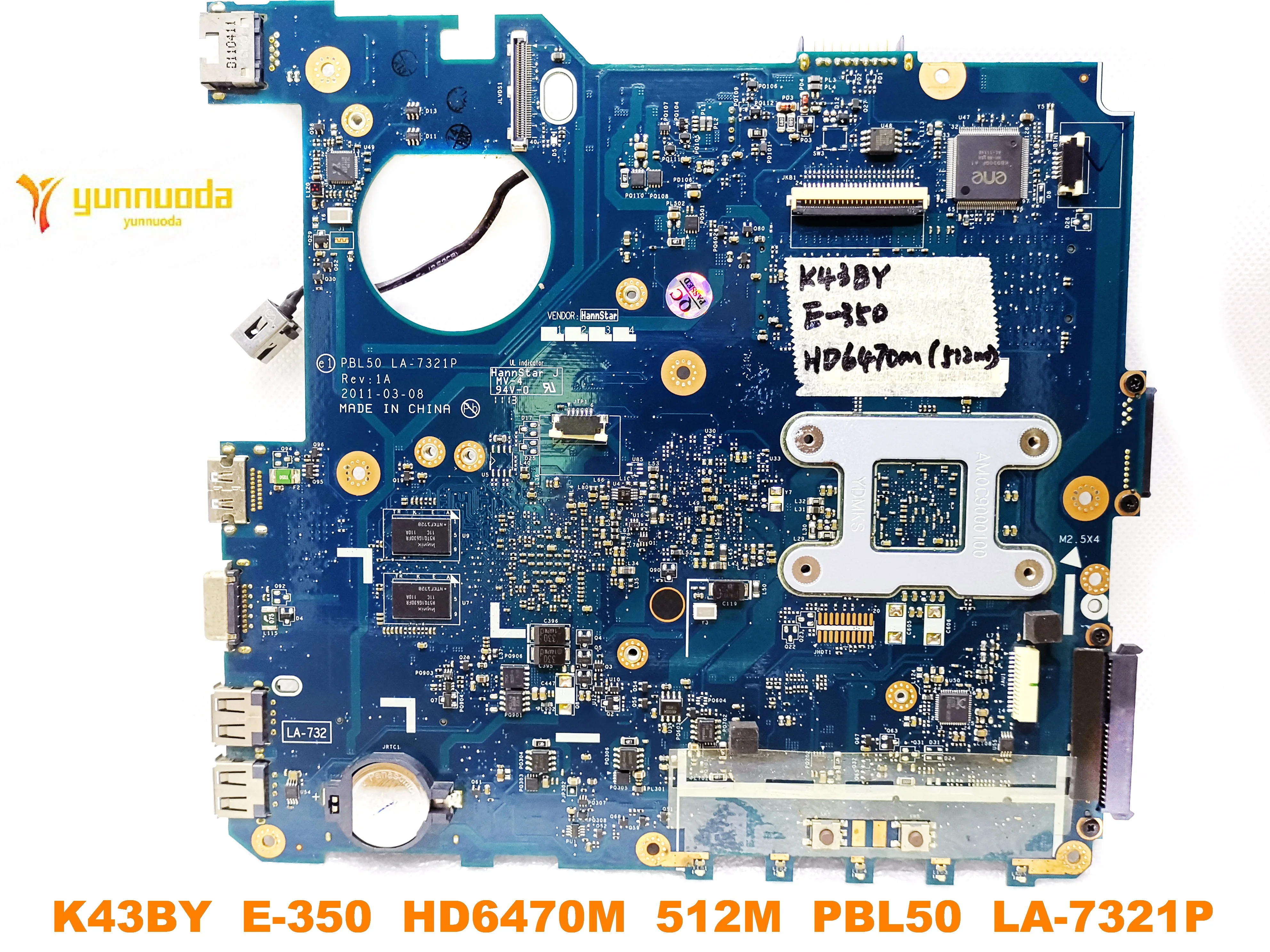 Original for ASUS K43BR laptop motherboard K43BY  E-350  HD6470M  512M  PBL50  LA-7321P tested good free shipping