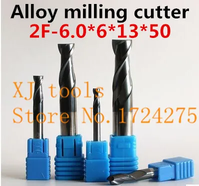 New HRC50 2F-6.0*6*13*50mm*5PCS Micro Solid Carbide End Mill CNC Milling Cutter Tool Bits For Steel Milling Free Delivery