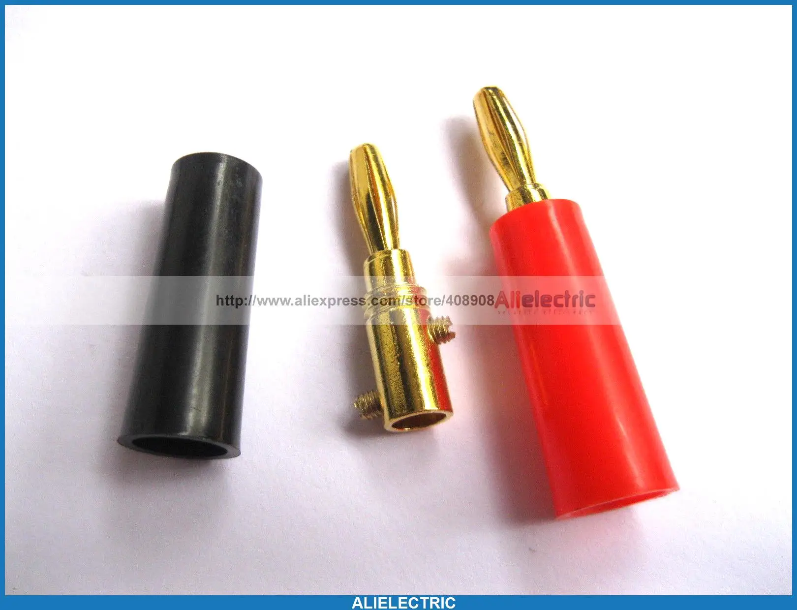 100 Pcs Banana Plug Gold Plated Red Black 47mm Type with 2 Screw