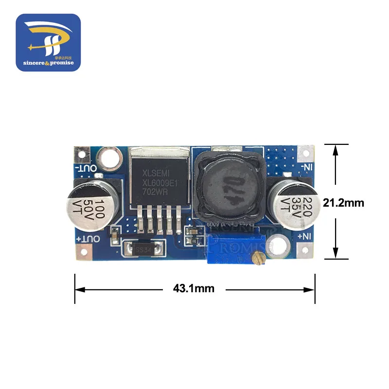 XL6009 Boost Buck Converter Step Up Adjustable 20W 5-32V to 1.2-35V DC-DC Power Supply Module High Performance Low Ripple