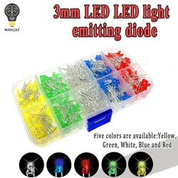 300PCS 500PCS 3mm 5mm LED Light White Yellow Red Green Blue Assorted Kit DIY LEDs Set 3V 20mA