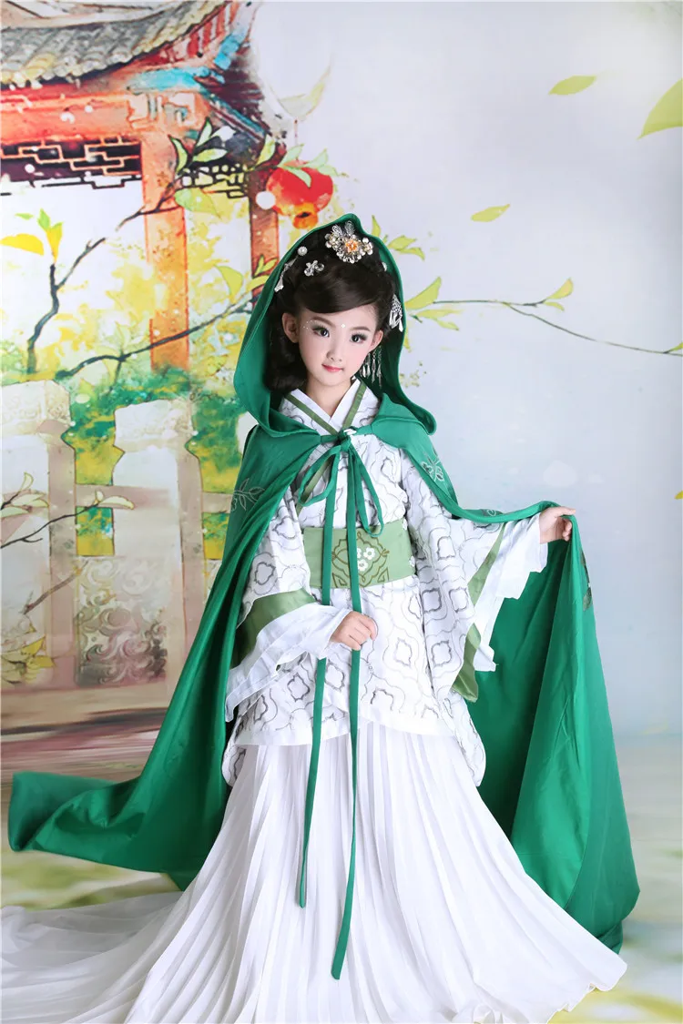 Da Han Qing Yuan Yun Zhong Ge Princess Costume Hanfu Kids' Version Girl's Costume ( costume + cloak) for Little Girl