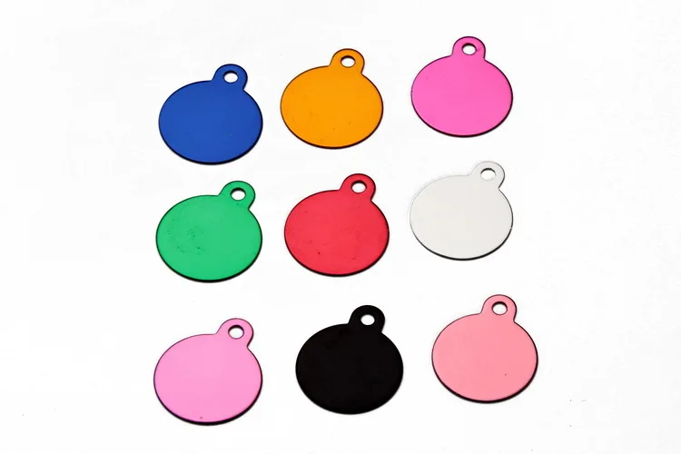 100Pcs/Lot Colorful Round Pet ID Tag Blank Dog Cat Double Sided 25/30mm for  Name Phone Number Pendant Personalized