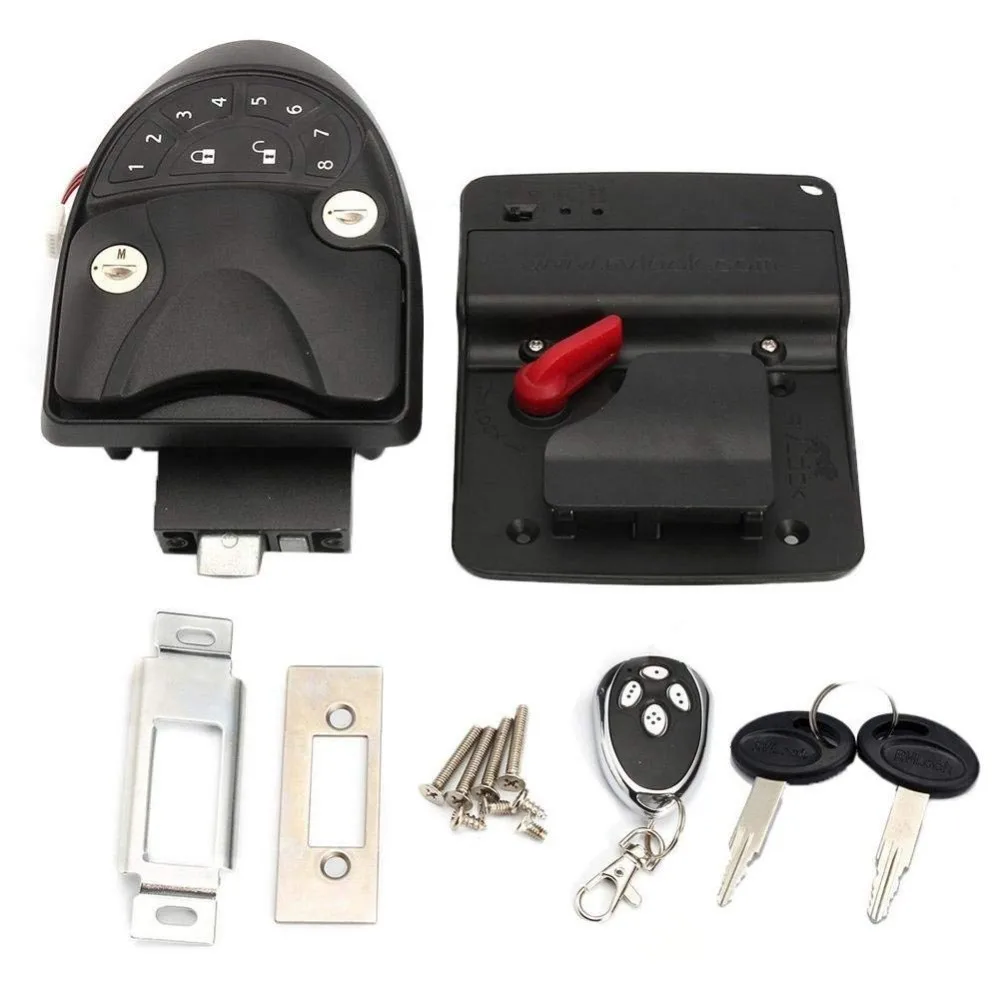 Keyless Entry System Car Alarms Remote Control Central Kit Door Lock Latch Handle Knob Deadbolt Camper Trailer