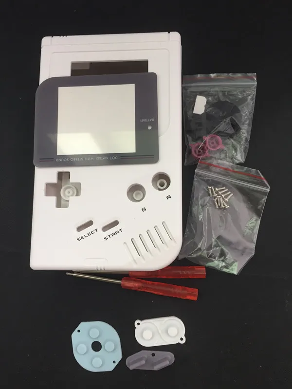 White Full Set classic Housing Shell Case Cover Repairt Parts For Gameboy GB Game Console for GBO DMG GBP W/ Buttons Screwdriver