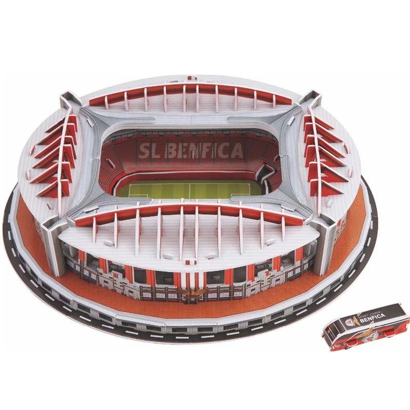 

[Funny] 84Pcs/set Portugal Benfica Stadium RU Competition Football Game Stadiums building model toy kids child gift original box